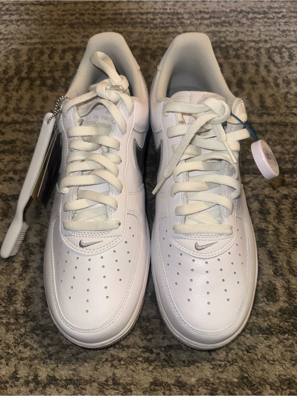 Nike Air Force 1 Low White with Metallic Silver Swoosh